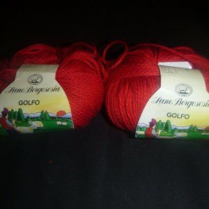3 Vintage Balls Lane Borgosesia Golfo Cotton Yarn Colors 2 Red 1 Black 103 yd ea